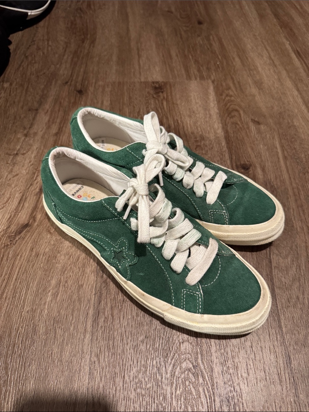 Golf Le Fleur Green Suede Converse One Low-Top Sneakers with White Laces